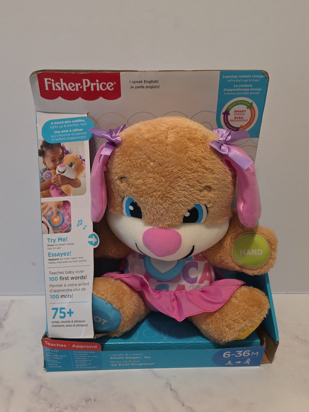 Fisher-Price Pink Plush Learning Puppy - Interactive Kids Toy